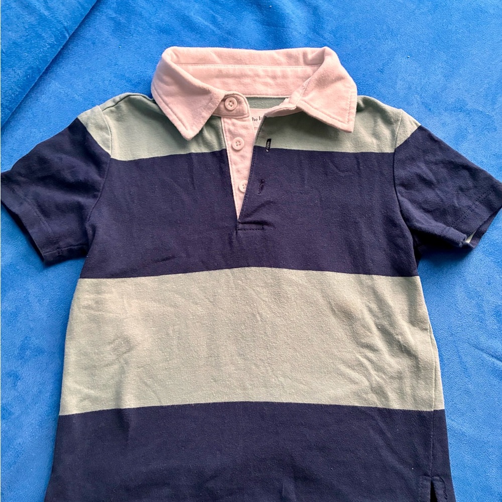 Kids Short Sleeve Rugby Polo Shirt - Navy, Light Green & Pink